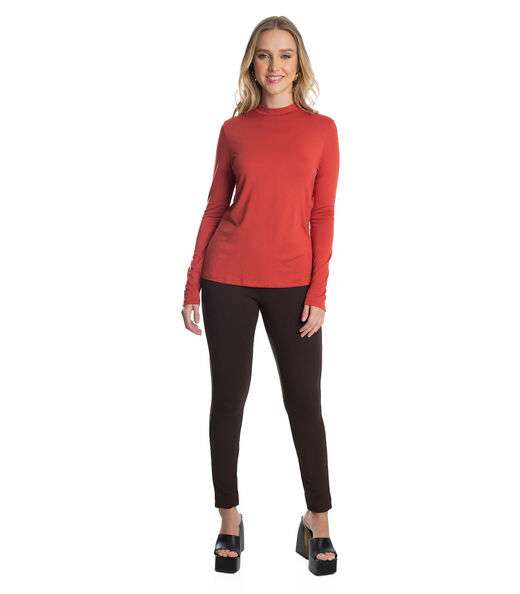Blusa Feminina Manga Longa Gola Alta Rovitex Marrom