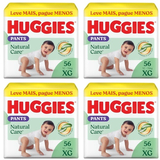 Image_Kit com 4 Unidades de Fralda Huggies Natural Care Roupinha XG 56 unidades cada