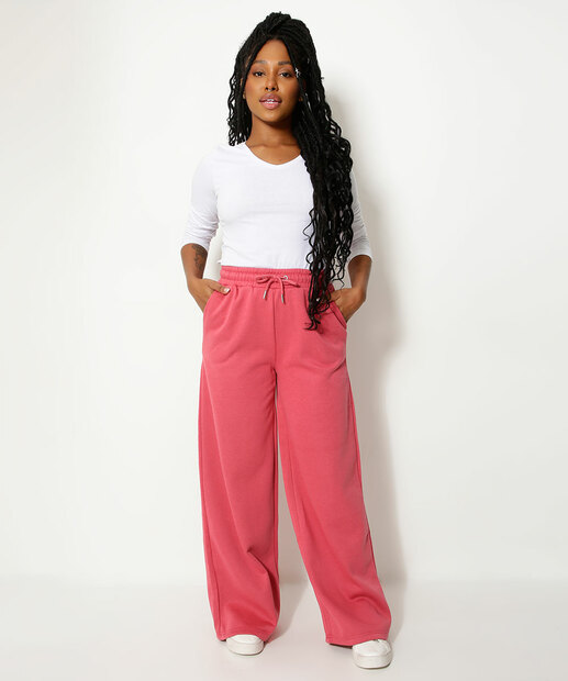 Calça Wide Leg Moletom Feminina Marisa