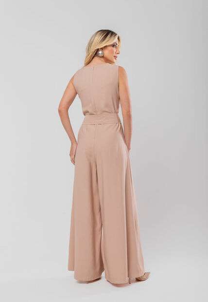 Macacão Regata Feminino Alfaiataria Pantalona Nude Salvatore Fashion