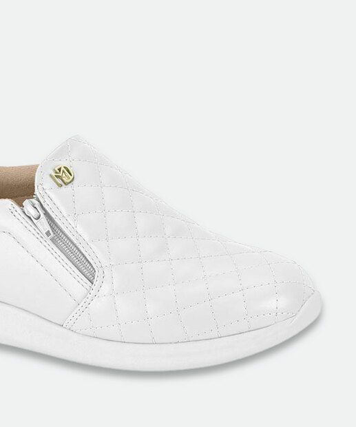 Tênis Casual Feminino Matelassê Zíper Modare Branco