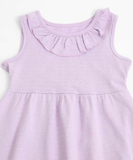 Vestido Infantil Babado Textura Marisa Tam 1 a 3 Lilás