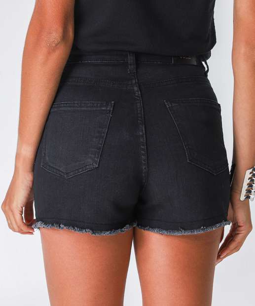 Short Feminino Boyfriend Uber Jeans Preto