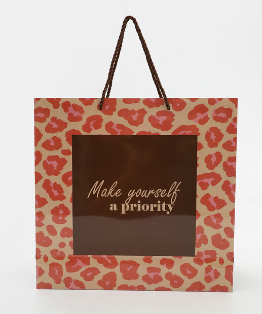 Embalagem Presente Sacola Estampada Marisa Marrom