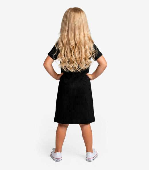 Vestido Infantil Em Ribana Canelada Select Preto