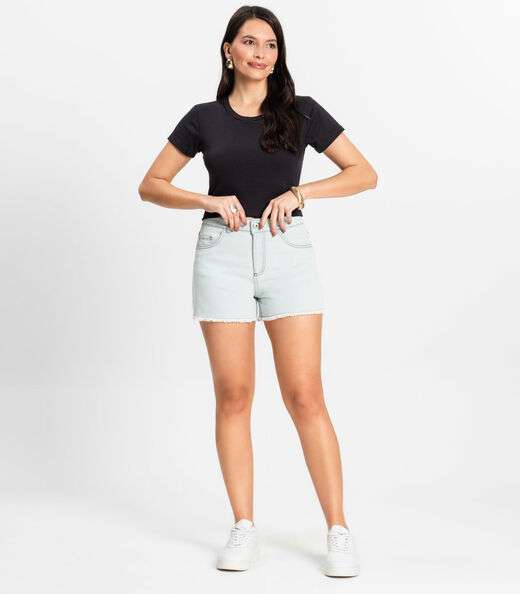 Shorts Jeans Feminino Adulto Básico Select Azul
