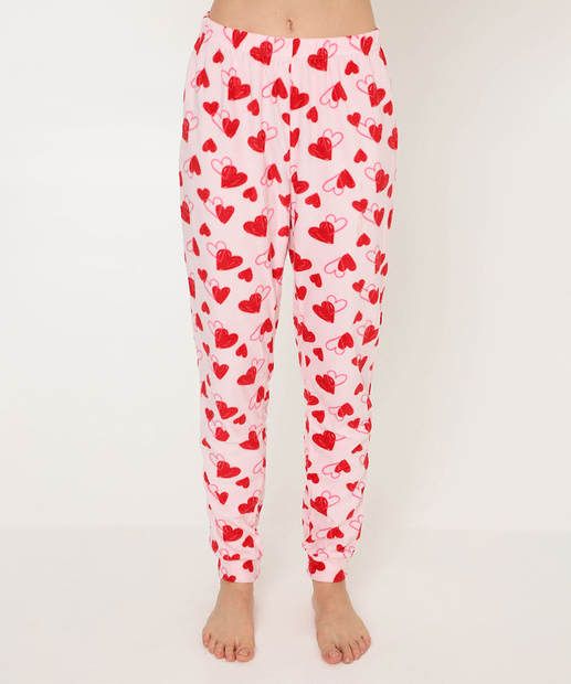 Pijama Feminino Estampa Corações Marisa Rosa