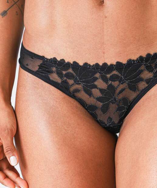 Calcinha Biquíni Renda Brilho Lurex Marisa Preto