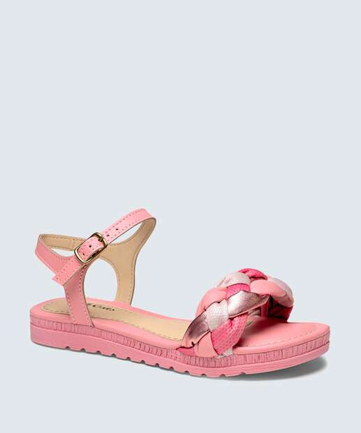Sandália Infantil Tiras Trançadas Pink Cats 