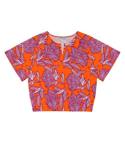 Blusa Manga Curta Feminina Plus Size Secret Glam Laranja