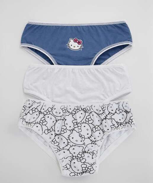 Image_Kit 3 Calcinhas Infantil Hello Kitty Tam 2 a 12 Azul