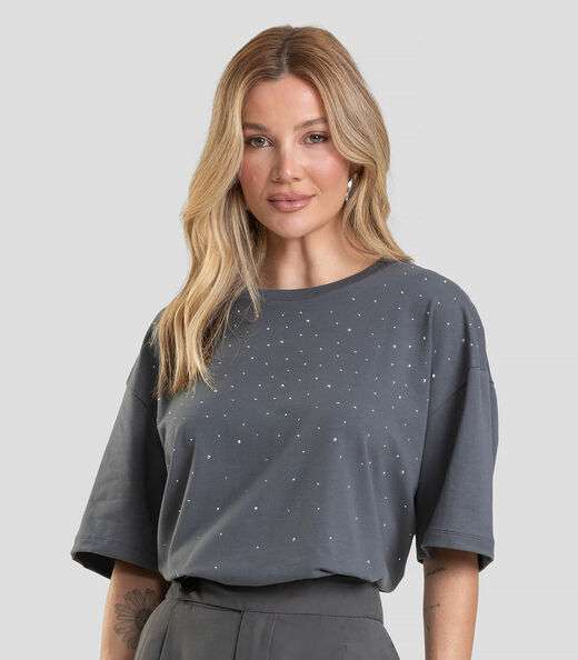 Image_T- Shirt Box Feminina com Strass Dianna Cinza