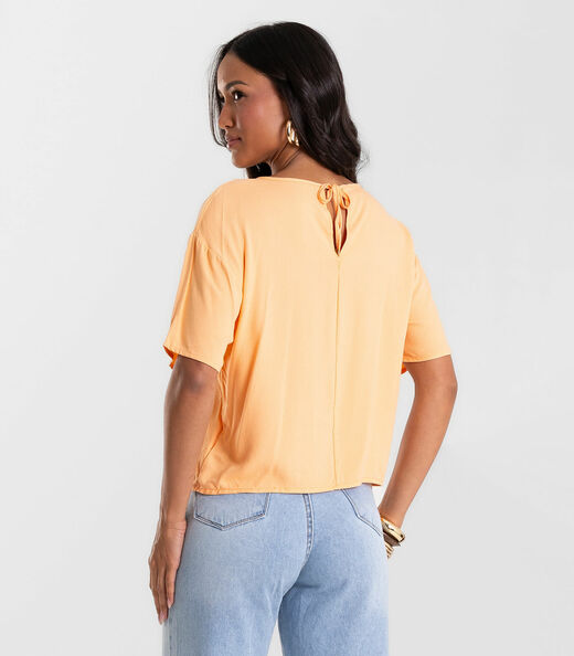 Blusa Feminina Box Em Tecido Viscose Rovitex Laranja
