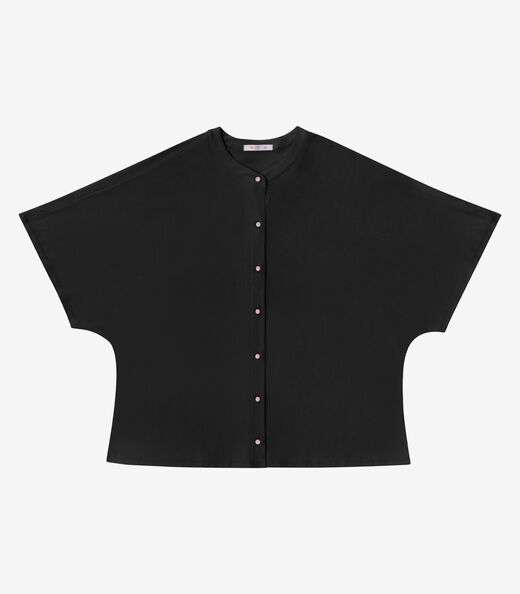 Camisa Manga Curta Feminina Plus Size Secret Glam Preto