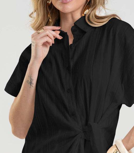 Camisa Feminina em Tricoline Dianna Preto