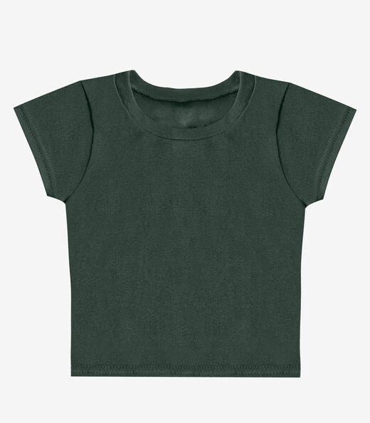 Blusa Básica Infantil Manga Curta Lisa Soletex Verde