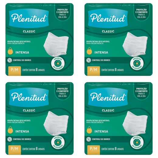 Image_Kit com 4 Unidades de Roupa Íntima Plenitud Classic P/M 8 Unidades