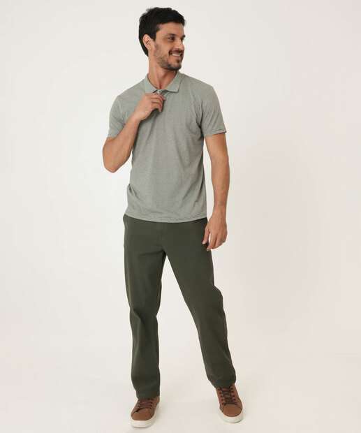Polo Masculina Listrada Manga Curta 