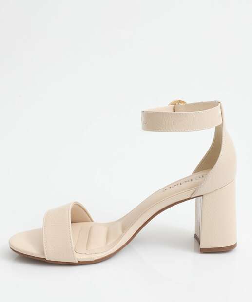 Sandália Feminina Salto Grosso Verniz Bebecê Bege