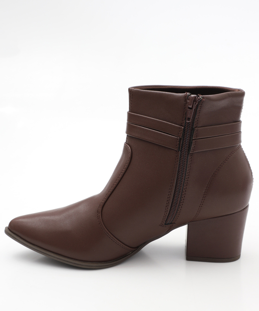 Bota Feminina Cano Curto Salto Grosso Via Uno Marrom