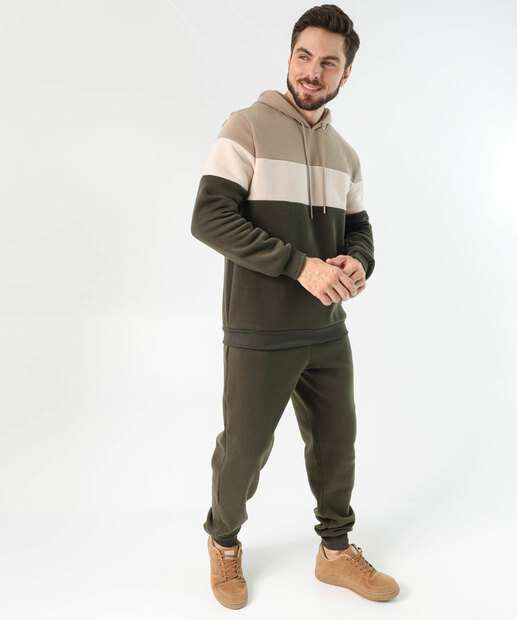 Blusão Masculino Moletom Capuz Marisa Marrom