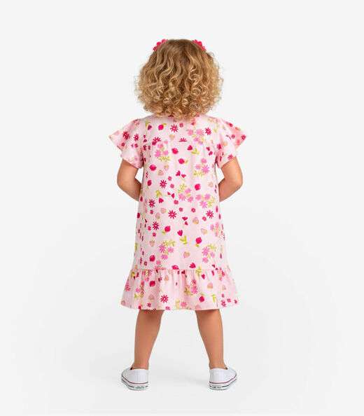 Vestido Infantil Com Manga Godê Select Rosa