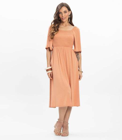 Vestido Midi em Viscotorcion Feminino Endless Marrom