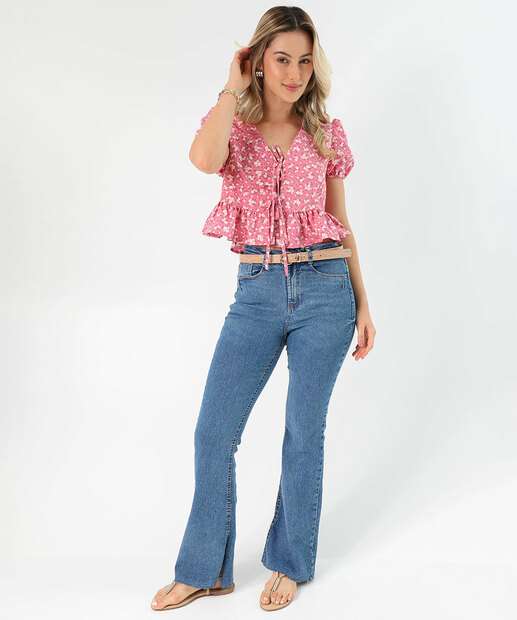 Image_Calça Jeans Flare Feminina Fenda