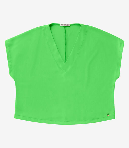 Blusa Manga Morcego Plus Size Secret Glam Verde