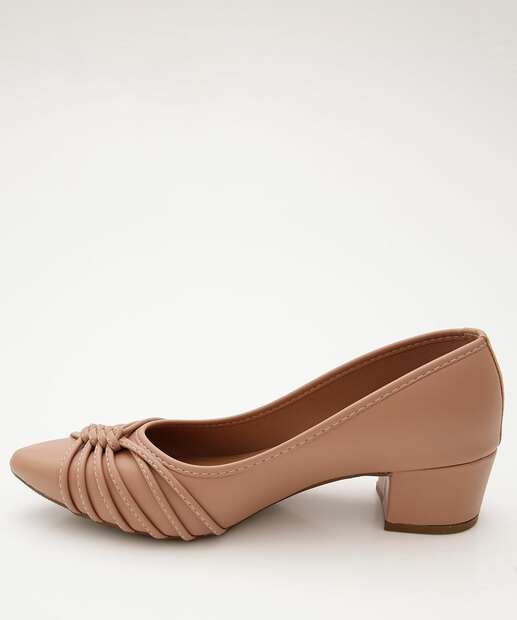Scarpin Feminino Tiras Salto Grosso Bico Fino