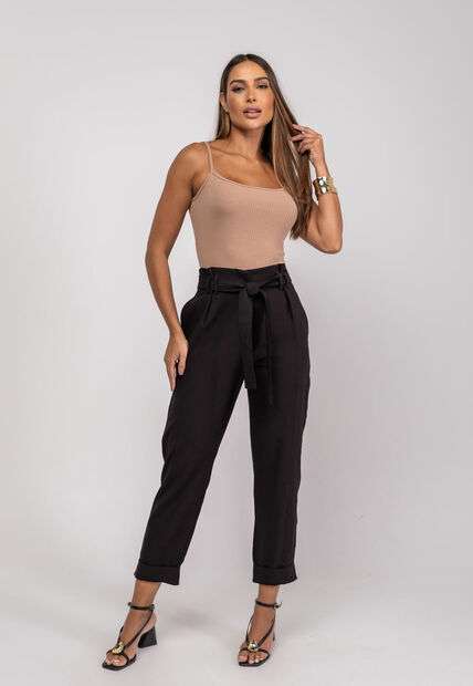 Regata Alcinha Malha Canelada Marrom Salvatore Fashion