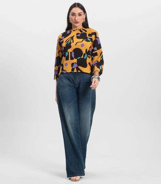 Blusa Manga Longa Infinita Cor Amarelo