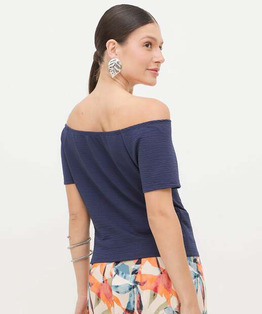 Blusa Feminina Textura Ombro a Ombro Marisa