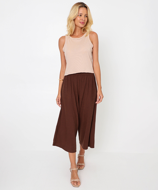 Blusa Regata Feminina Canelado Marisa Bege