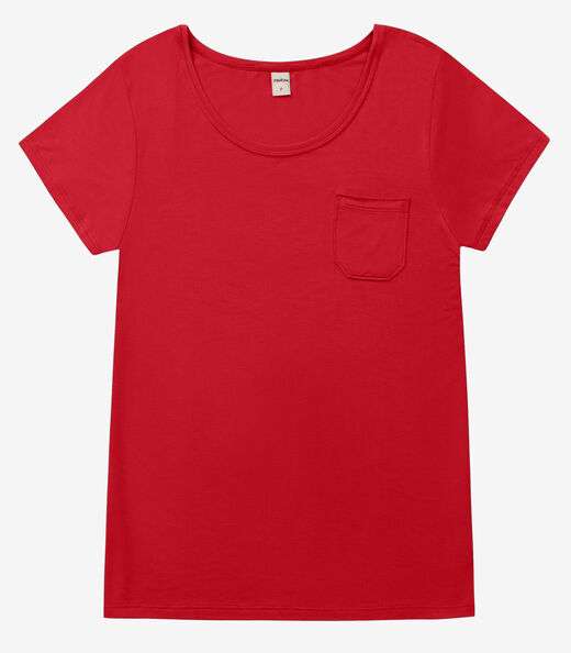 Blusa Feminina Viscotorcion Com Bolso Rovitex Vermelho