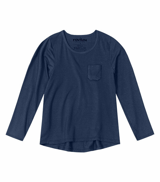Blusa Infantil Básica Bolso Rovitex Kids Azul