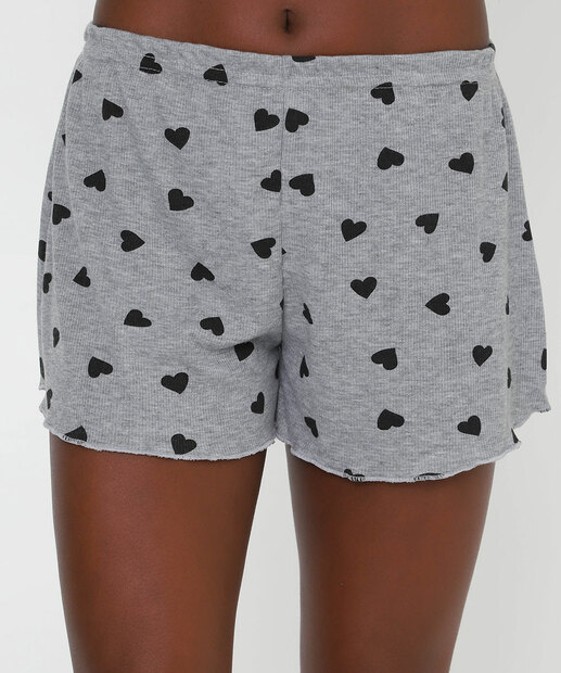 Pijama Feminino Canelado Estrelas Alças Finas Marisa Cinza