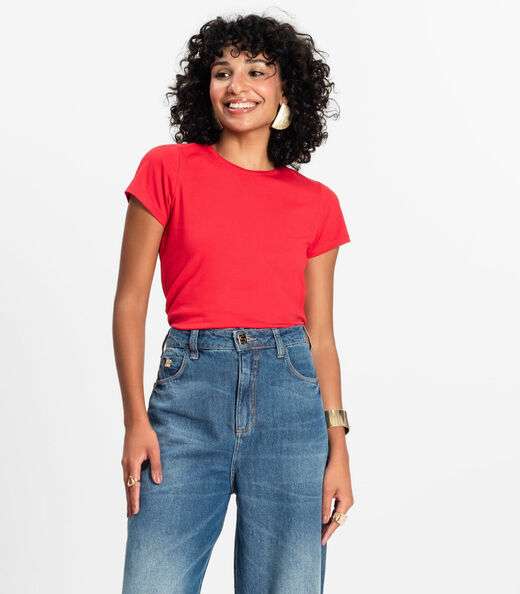 Blusa Feminina Cotton Leve Básica Rovitex Vermelho