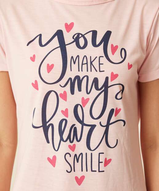 Camisola Estampa Estampa Frontal Manga Curta Marisa