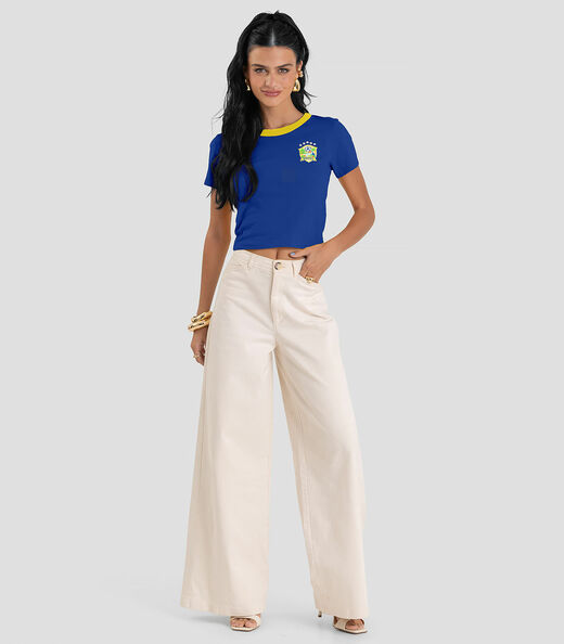 Blusa Feminina em Cotton Leve Brasil Dianna Azul