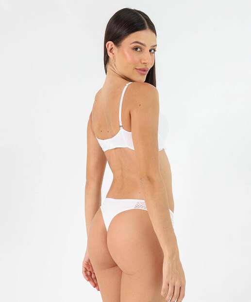 Calcinha Biquíni Recorte Renda Marisa Off White