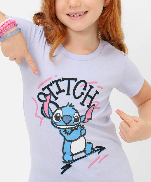 Blusa Infantil Stitch Disney Tam 4 a 10 Azul
