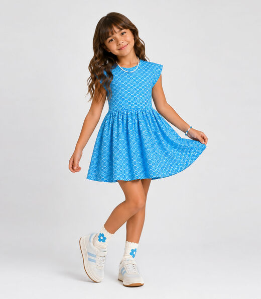 Vestido Infantil Feminino Jacquard Vegas Select Azul