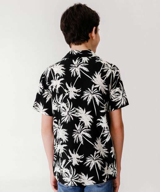 Camisa Juvenil Estampa Folhas MR Tam 10 a 16