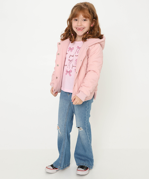 Jaqueta Infantil Puffer Capuz Matelassê Tam 4 a 10 Marisa Rosa