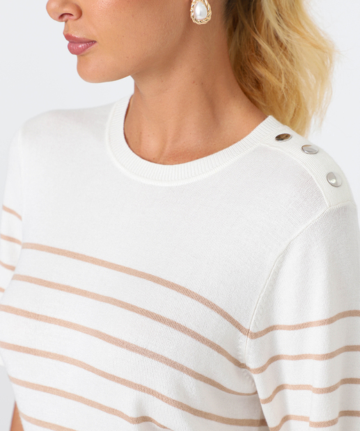 Blusa Feminina Tricô Botões Marisa Off White