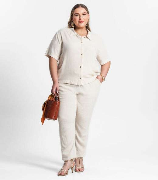 Camisa Linho Strong Feminina Secret Glam Bege