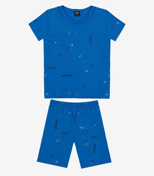 Pijama Infantil Camiseta e Bermuda Select Azul