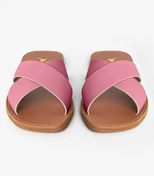 Sandália Rasteirinha Com Tiras Largas Select Rosa