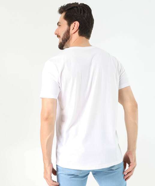 Camiseta Masculina Estampa Frontal Marisa Off White